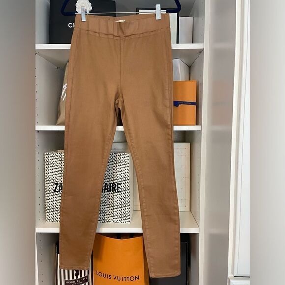 L'AGENCE Rochelle High Rise Coated Pull-On Skinny Jeans Nutmeg. Large - Picture 3 of 10